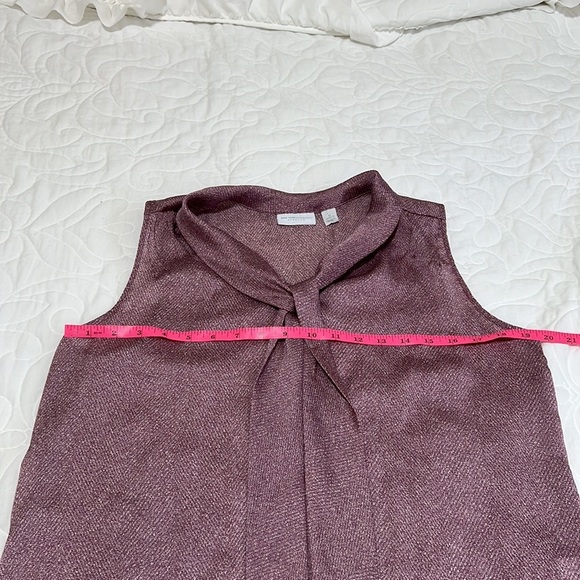 🌙New York & Company Heathered Pink Mauve Bow Sleeveless Blouse - Picture 3 of 6
